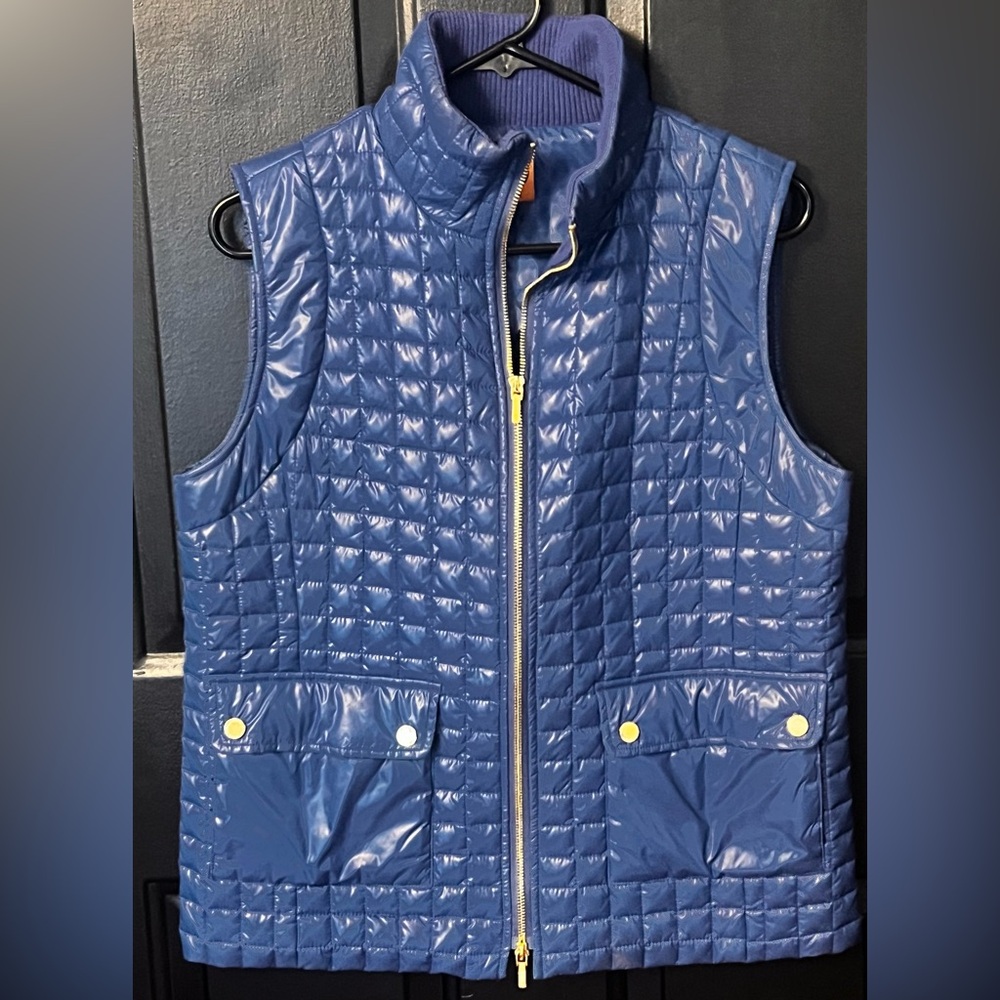 Women’s sz M. Tory Burch Tricia  Quilted Puffer  Vest in Vibrant Royal Blue NWOT